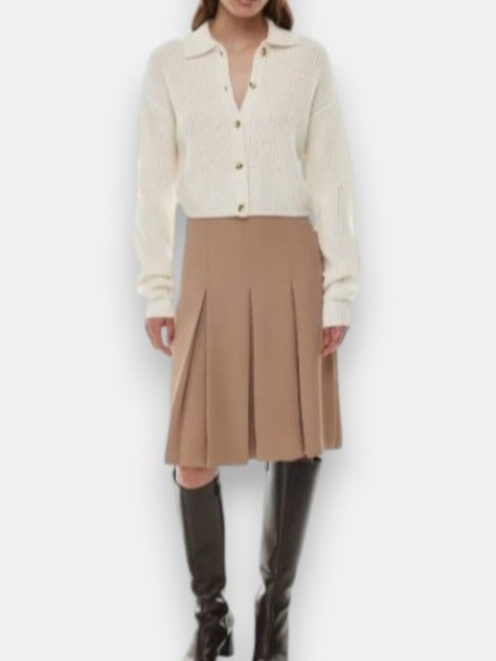 Wilfred Nextdoor long sleeve button up cardigan cream women's size M - Picture 2 of 6